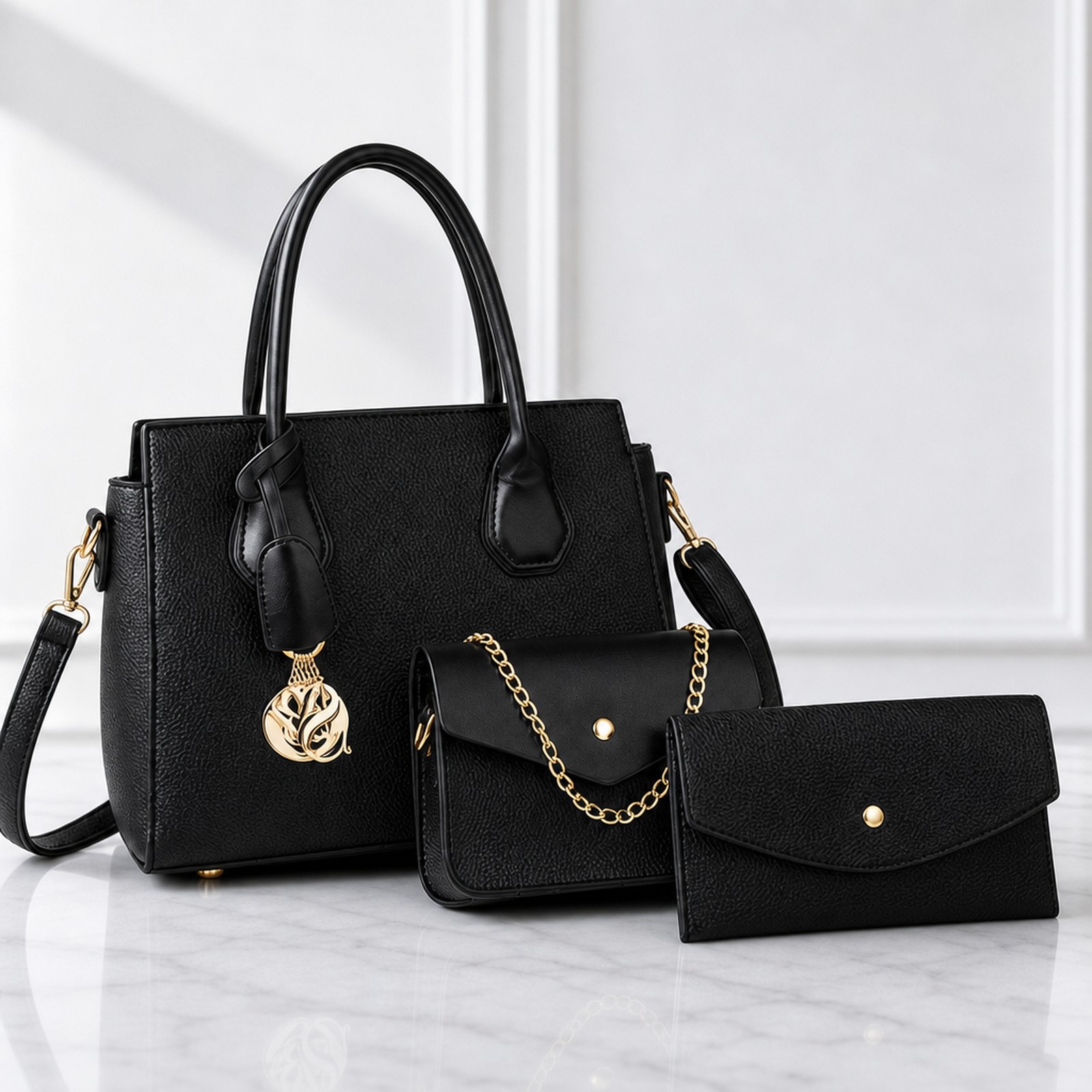 3in1 Beautiful and Spacious Women Handbag with Purse - Image 2