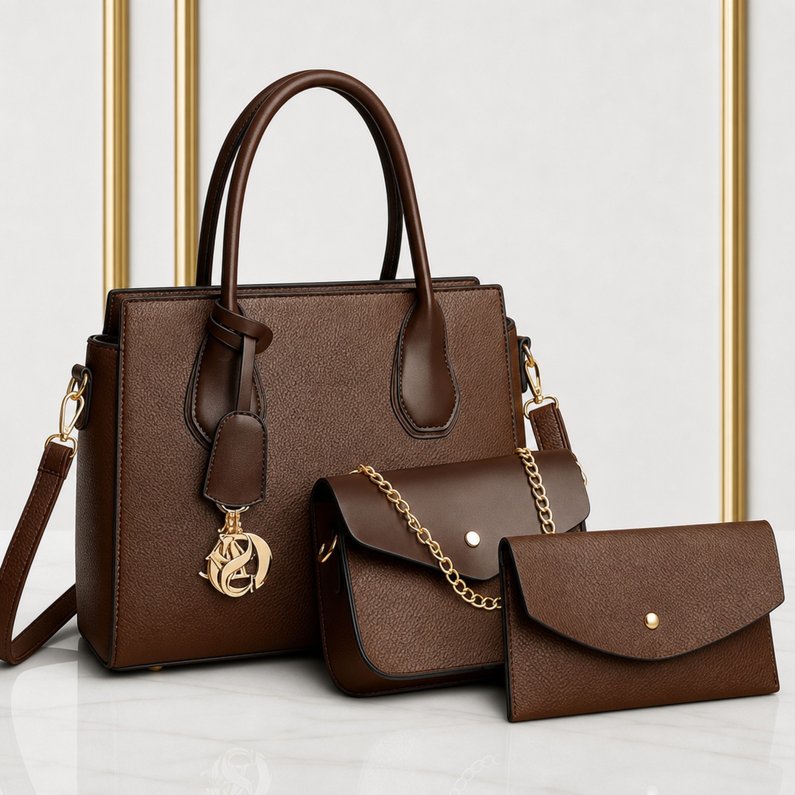 3in1 Beautiful and Spacious Women Handbag with Purse - Image 3