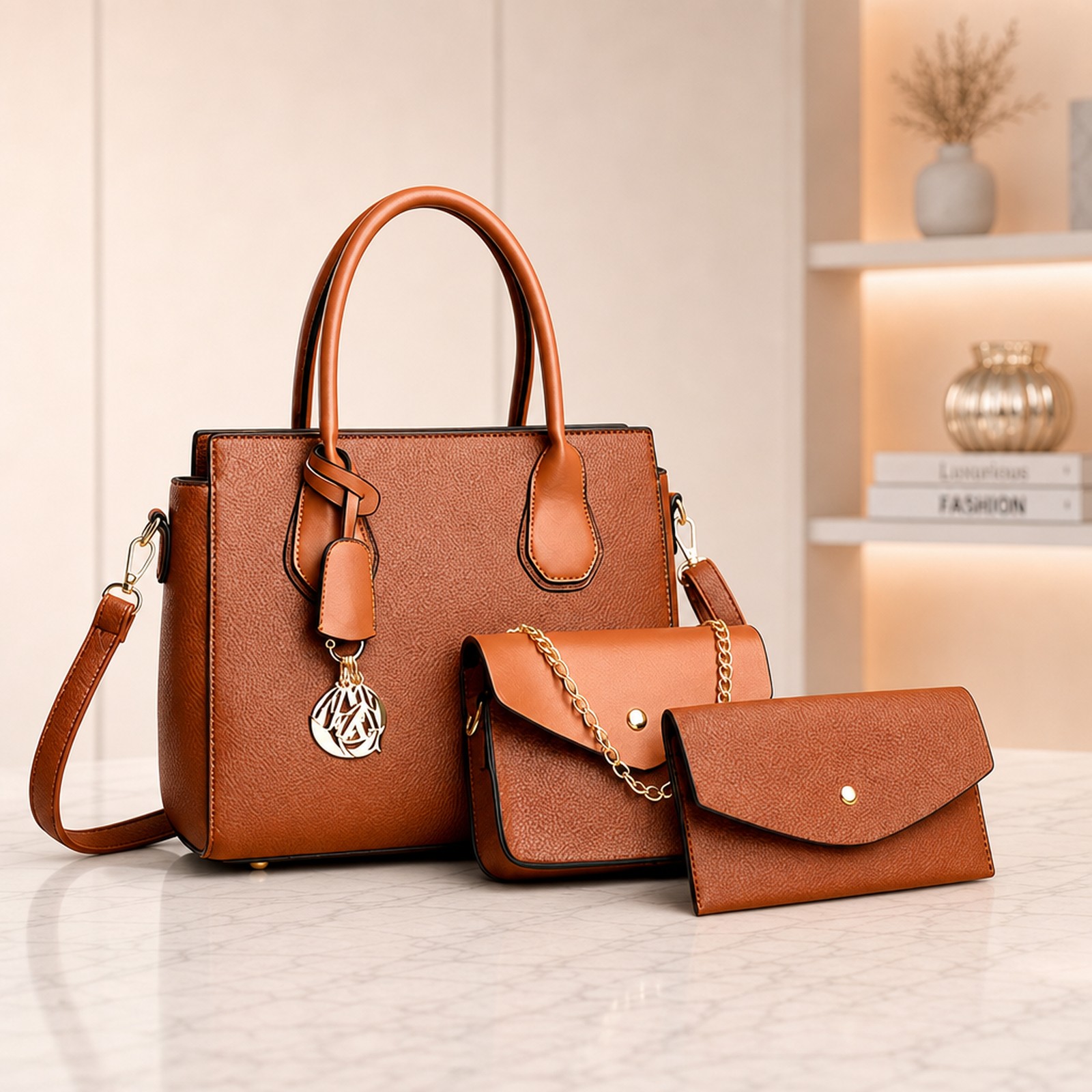 3in1 Beautiful and Spacious Women Handbag with Purse